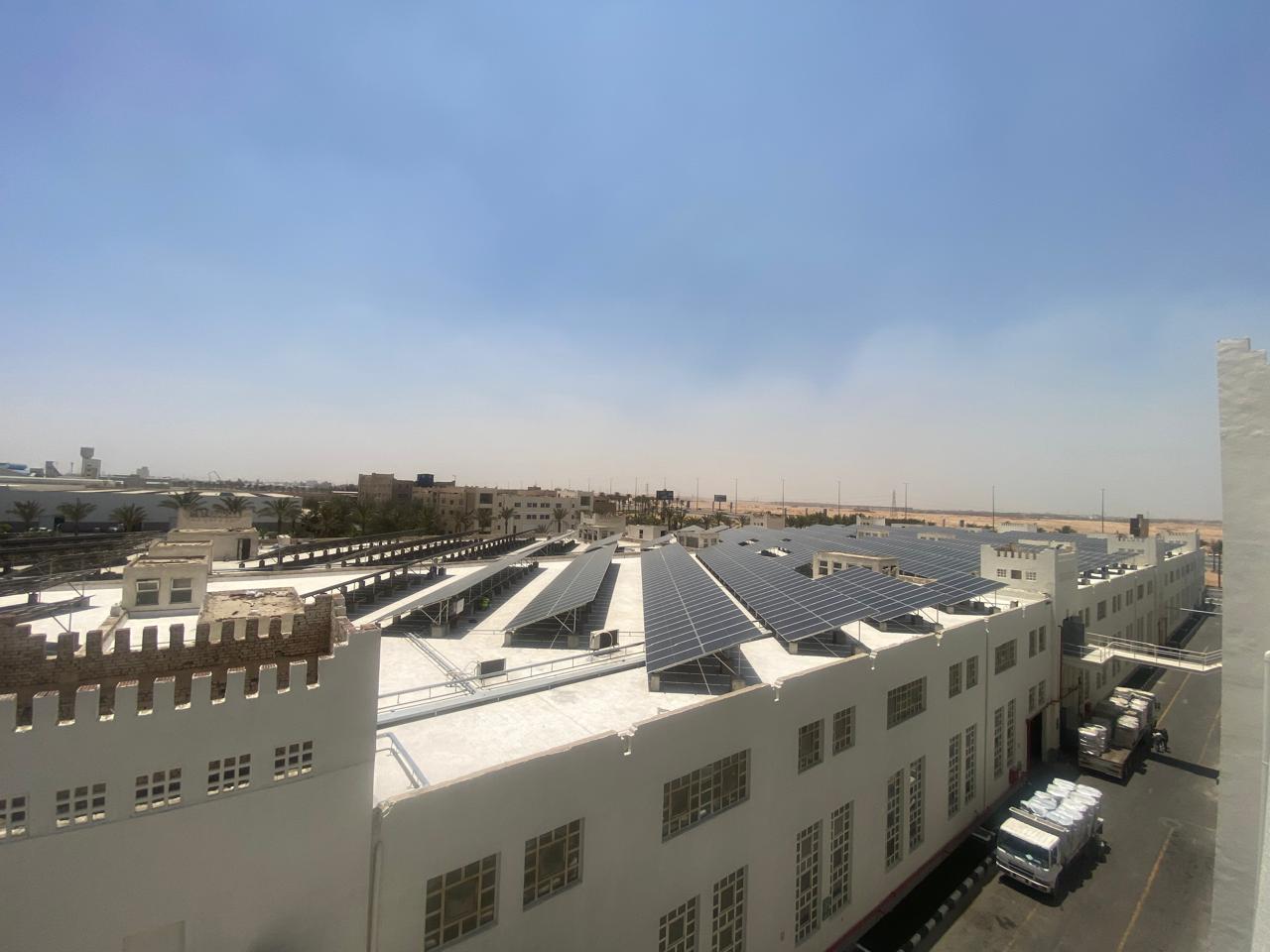 Rooftop solar arrays across the Oriental Weavers factory, Egypt